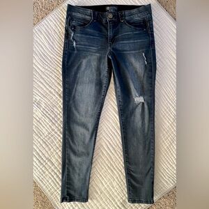 Democracy Blue Ab Solution High Rise Distressed Blue Denim Skinny Jeans Size 12